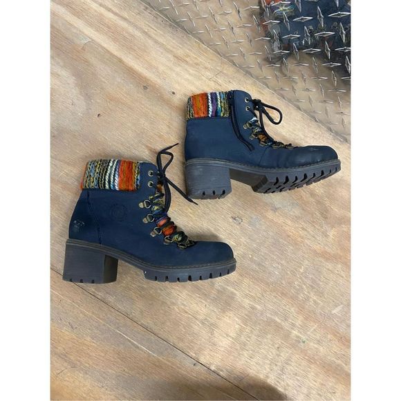 Rieker Knitted Cuff -Tex Warmlined Navy Ankle Boots, EU 37 / US 6.5, MP $112 - Picture 11 of 15